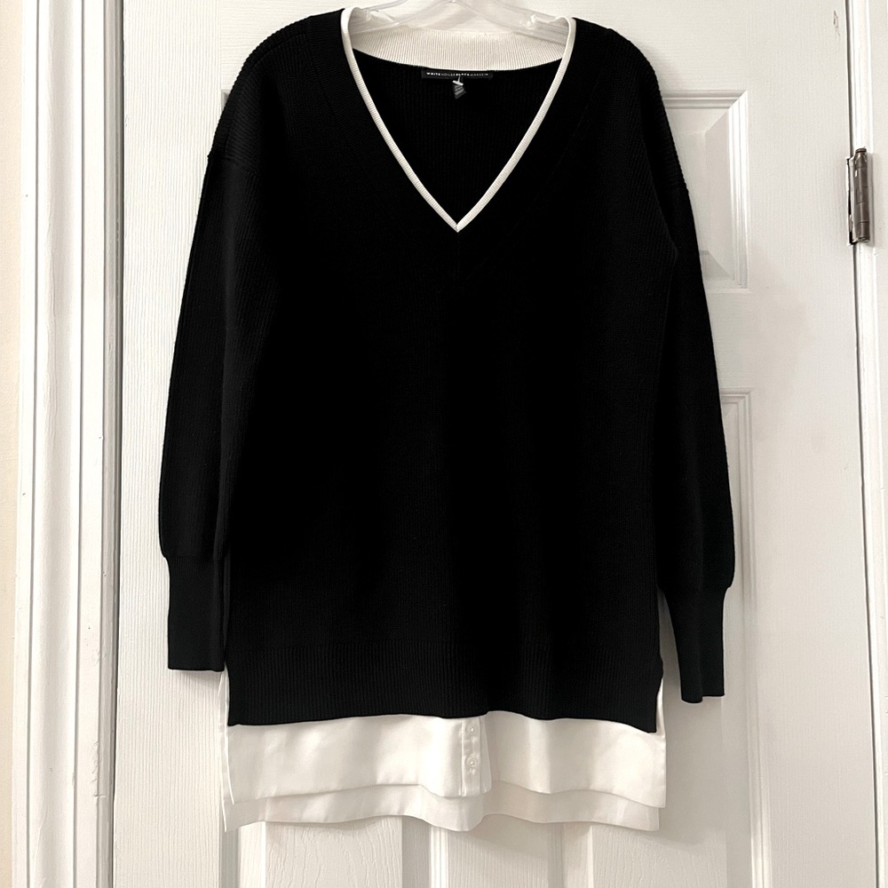 White House Black Market Black Shirttail Sweater
